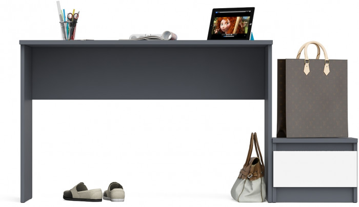 Мори письменный стол МСП1200.1 + Тумба ТМП400.1, графит/белый