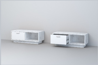 Эго Тумба Т-4 ПД (Глянец Белый/Бетон Светлый)