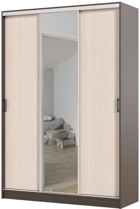 Альянс 1,5 м шкаф-купе (1500*2200*610 мм) венге/белфорт