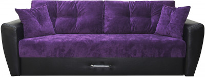 Диван еврокнижка Амстердам 160 ЛЮКС 11 ФИОЛЕТОВЫЙ ВЕЛЮР ЭКОКОЖА КОРИЧНЕВАЯ
