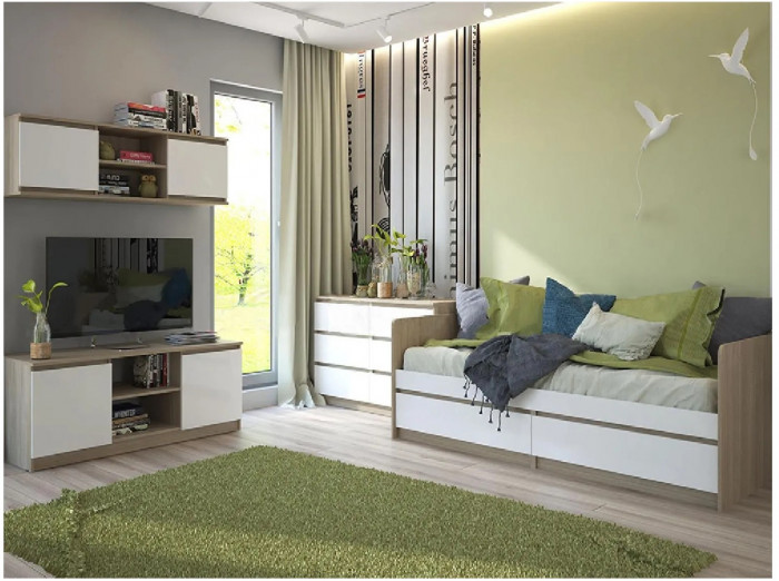 Модульная детская Челси, композиция 1 (Белый глянец, Белый)