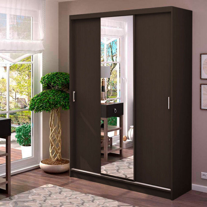 Альянс 1,5 м шкаф-купе (1500*2200*610 мм) венге/венге