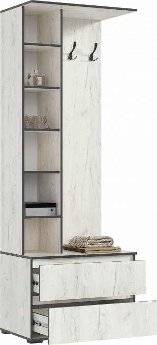 Норд Прихожая, композиция №1, Дуб крафт белый/Дуб крафт белый