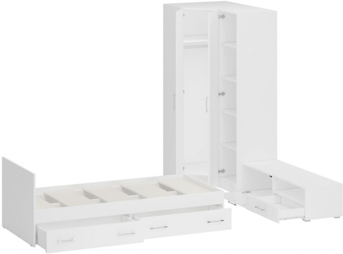 Спальня Стандарт 4-0900Я, белый/фасады ТВ тумбы МДФ белый глянец