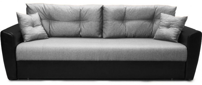 Диван-кровать Амстердам, 150х195, раскладной, еврокнижка, пружинный блок, рогожка/экокожа, серый