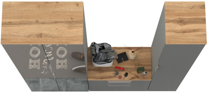 Октава Прихожая 21, серый графит/дуб крафт золотой/фасады МДФ серый графит