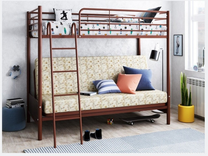 Двухъярусная кровать Мадлен-2 90/120х190 (Гобелен Марки, Коричневый)