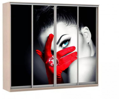 Шкаф купе Модерн 2362х600 4-х дверный 3-х секционный фотопечать №1 ясень