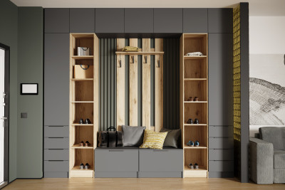 Набор мебели для прихожей "Мадрид", Дуб делано/Графит серый