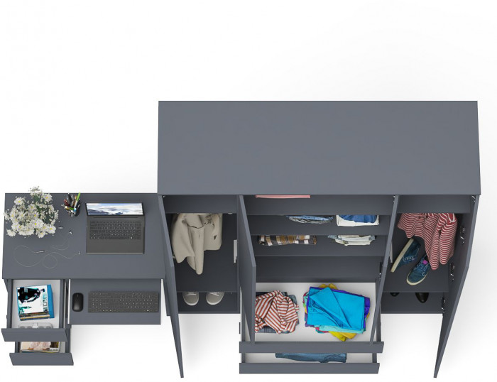 Мори компьютерный стол МС-6 левый + Шкаф МШ1600.1, графит