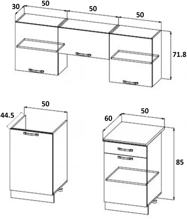 ЛДСП Кухня Рио NEW 1,5м дуб крафт