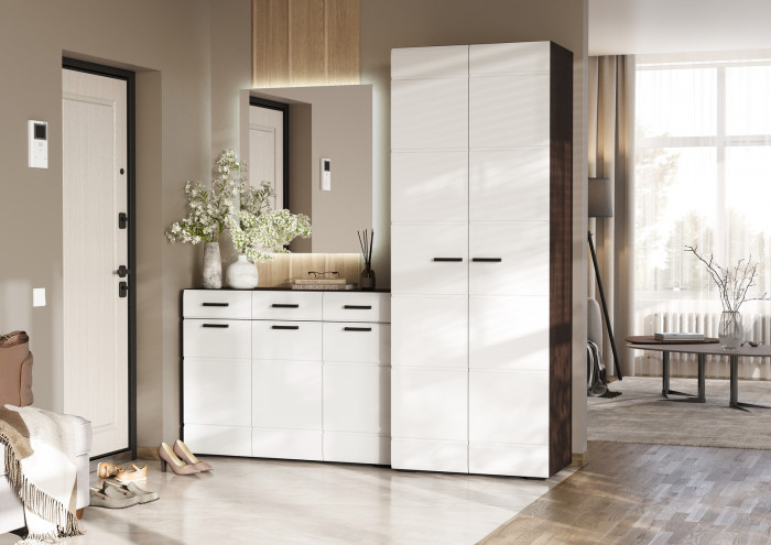 ЛИБЕРТИ ГС 01 Гостиная (2800х2100х400) Фасад МДФ БЕЛЫЙ ГЛЯНЕЦ/Корпус ВЕНГЕ