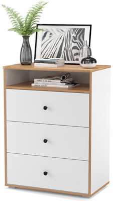 Вуди 13.293 Комод, цвет белый премиум/дуб крафт золотой, ШхГхВ 70х43,1х93,2 см.