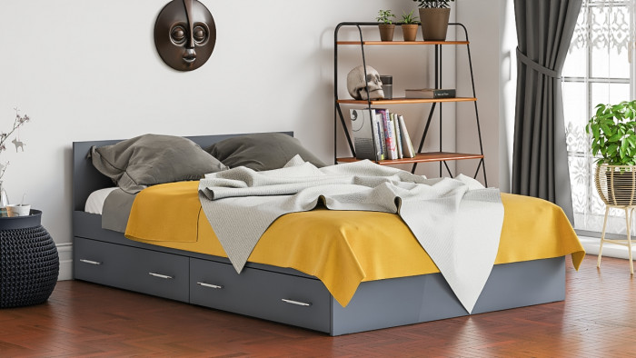 Мори Кровать с ящиками 1400, графит