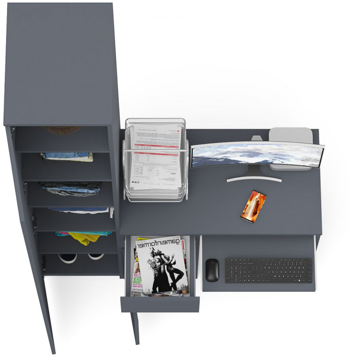 Мори компьютерный стол МС-1 левый + Пенал МШ400.1, графит