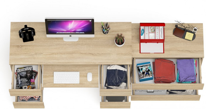 Мори компьютерный стол МС-2 + Комод МК800.1, дуб сонома