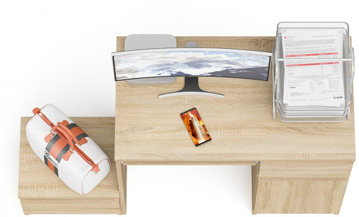 Мори Стол компьютерный МС-1 правый + Тумба ТМП400.1, цвет дуб сонома, ШхГхВ 130,4х50х76,6 см., выдвижной ящик справа, НЕ универсальная сборка