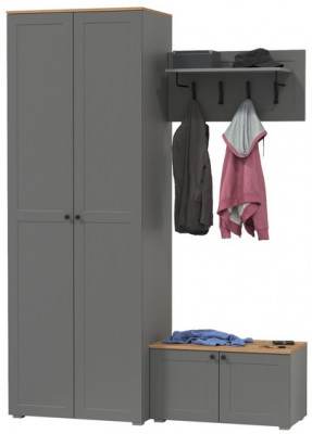 Остин Прихожая 19, серый графит/дуб крафт золотой