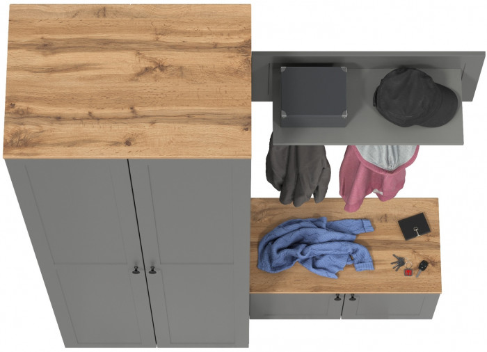 Остин Прихожая 19, серый графит/дуб крафт золотой