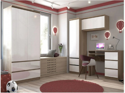 Модульная детская Челси, композиция 2 (Белый глянец, Дуб Сонома)