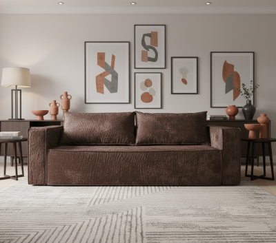 Диван-еврокнижка Лофт Люкс Плюш, 140х195, коричневый