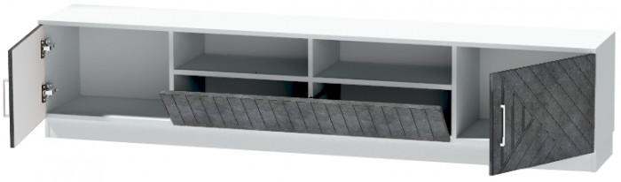 Тумба-3 под ТВ напольная "Иннэс-7", Белый/Бетон графит