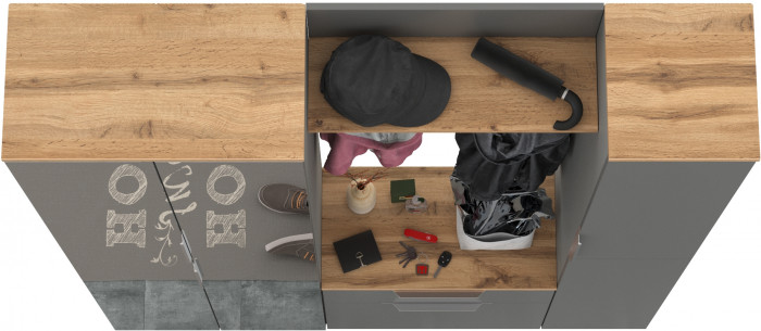 Октава Прихожая 22, серый графит/дуб крафт золотой/фасады МДФ серый графит