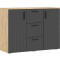 Сильвия Комод (3 ящика/2 двери) 1200, Браш Графит/Дуб крафт