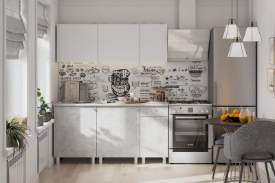 Кухонный гарнитур КГ 1 (1.6 м), Белый, Цемент светлый