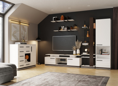 Гостиная Модена, композиция 1, белый/венге