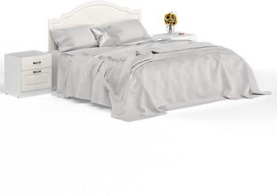 Ливерпуль Кровать 11.08 + основание + ножки + две Тумбы 08.146, цвет ясень ваниль/белый, ШхГхВ 266х204х112 см., сп. м. 1600х2000 мм, б/м, ортопед есть