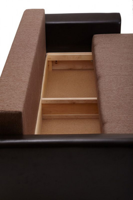 Диван-кровать Амстердам, 160х195, раскладной, еврокнижка, пружинный блок, рогожка/экокожа, коричневый