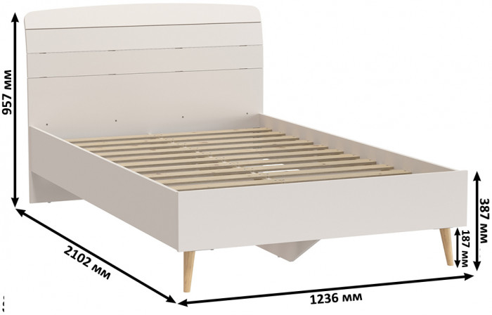 Афина Спальня Кровать 1200 + Тумба прикроватная, кашемир серый