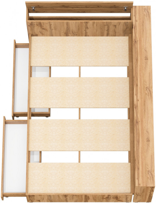 Ксения Кровать с ящиками 1200 + прикроватный блок, дуб вотан