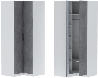 Шкаф угловой "Иннэс-7" - Белый/Бетон графит