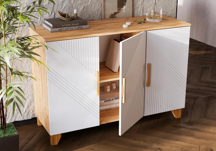 Ирис Комод 1200 браш вайт/дуб крафт