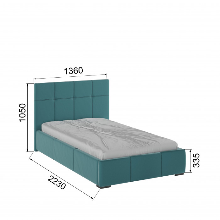 Рио Кровать интерьерная 120 бирюза квадрат, ПМ