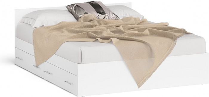 Мори Кровать с ящиками 1600, белый
