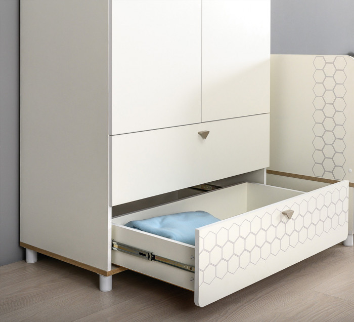 Эйп 13.334 Шкаф для одежды + 13.322 Комод , цвет белый/дуб белый, ШхГхВ 170х51,1х183,8 см., универсальная сборка