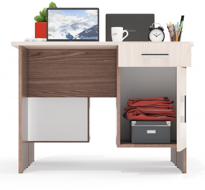 Два стола письменных С-МД-1-09, цвет ясень шимо светлый/ясень шимо тёмный, ШхГхВ 210х57х75 см., НЕ универсальная сборка