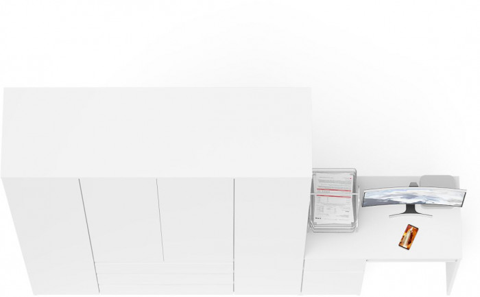 Мори Стол компьютерный МС-1 левый + Шкаф МШ1600.1, цвет белый, ШхГхВ 250,4х50,4х209,6 см., выдвижной ящик слева, НЕ универсальная сборка