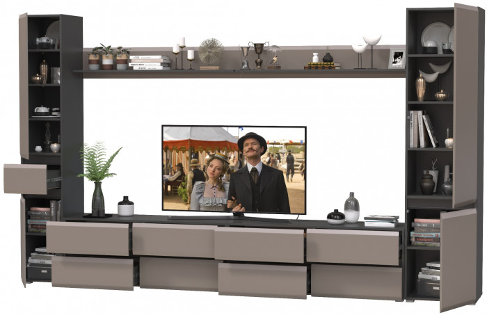 Сидней Комплектация № 107, корпус: антрацит/фасады: МДФ веллюто капучино