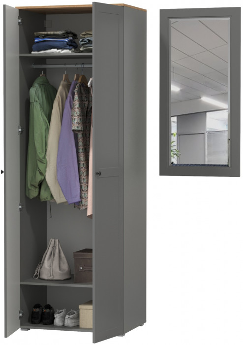 Остин Прихожая 07, цвет серый графит/дуб крафт золотой, ШхГхВ 139,5х54,3х229,6 см., универсальная сборка