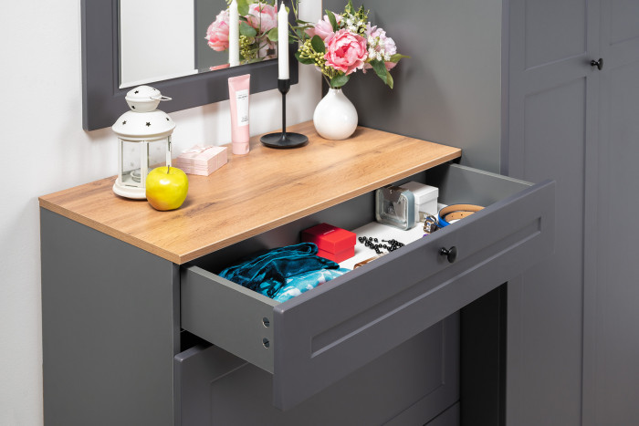 Остин Прихожая 57, цвет серый графит/дуб крафт золотой, ШхГхВ 240х54,3х229,6 см., универсальная сборка