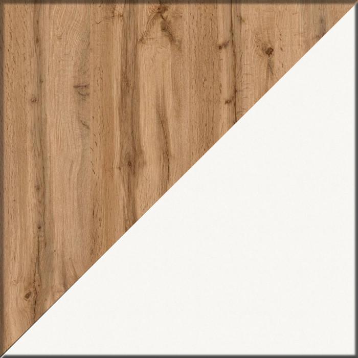 Ксения Кровать с ящиками 1200 + прикроватный блок, дуб вотан/белый