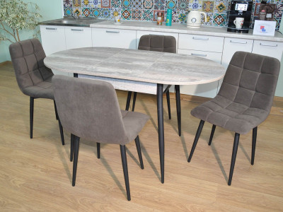 Обеденная группа Стиль-1 / Стул Х 4 шт. / Бетон темный/черный / бид 08