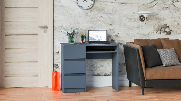 Мори Стол компьютерный МС-6 левый, цвет графит, ШхГхВ 90х50х76,6 см., выдвижные ящики слева, НЕ универсальная сборка