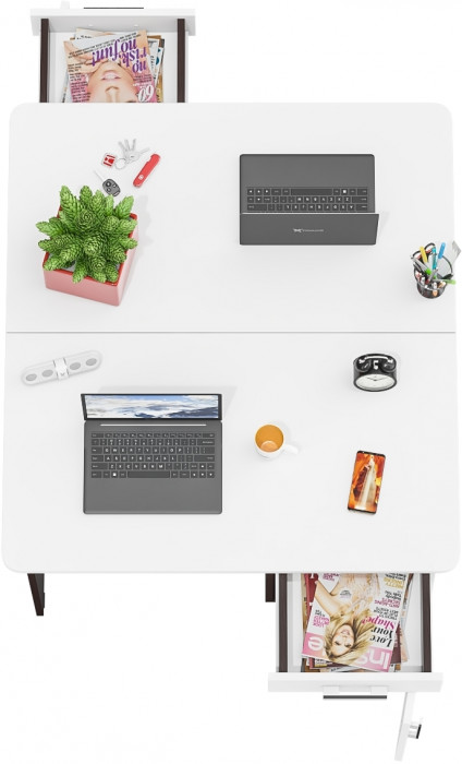 Два стола письменных С-МД-1-09, цвет венге/белый шагрень, ШхГхВ 210х57х75 см., НЕ универсальная сборка