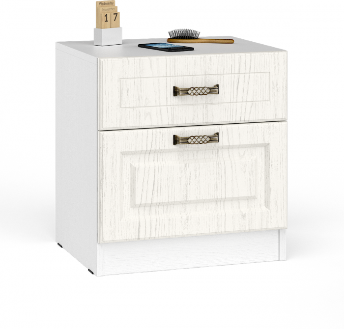 Ливерпуль Спальня № 5 Кровать 11.08ОСН + Тумба 08.146 + Полка 10.117 + Комод 10.103 + Полка 10.118, ясень ваниль/белый, 1600х2000 мм., б/м, орт. есть