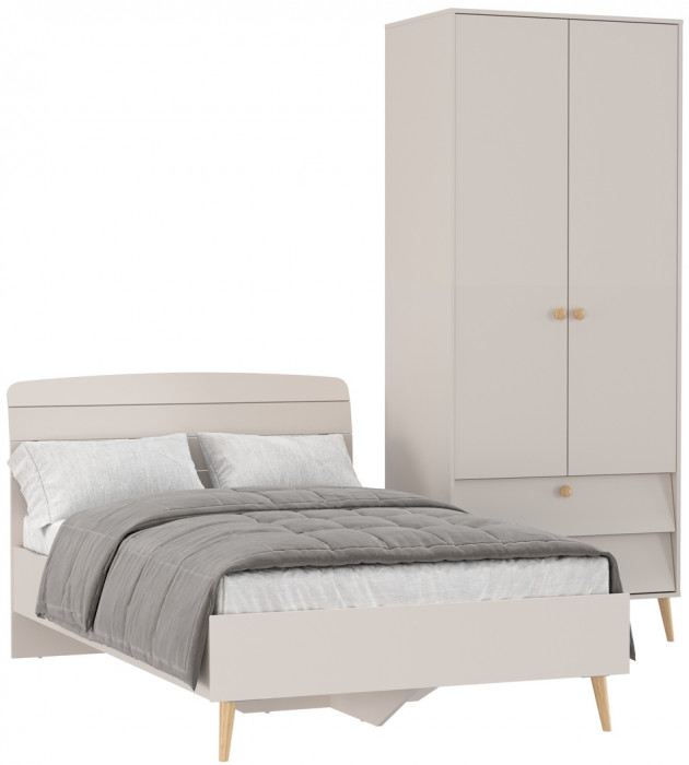 Афина Спальня Кровать 1200 + Шкаф 2-х дверный, кашемир серый